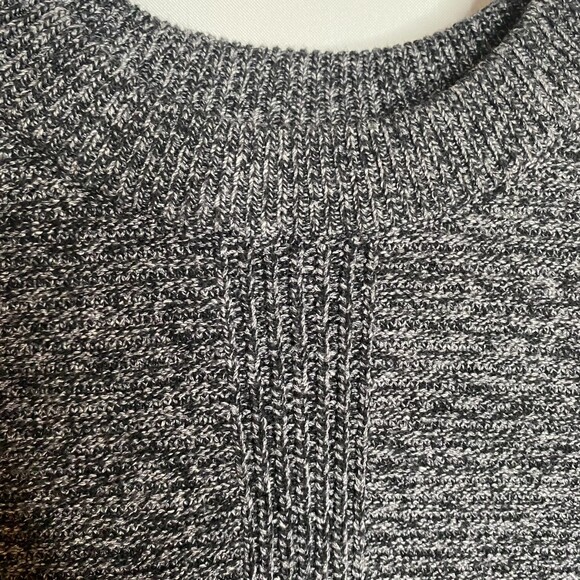 Pure Jill Textured Soft Light Knit Black White Flecks Crew Neck Pullover Size M - Picture 5 of 11